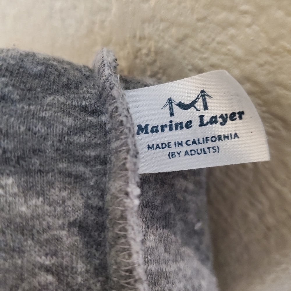 Marine Layer Gray Quilted Knit Short Sleeve Boxy Fit Sweatshirt Top Large - Picture 3 of 9